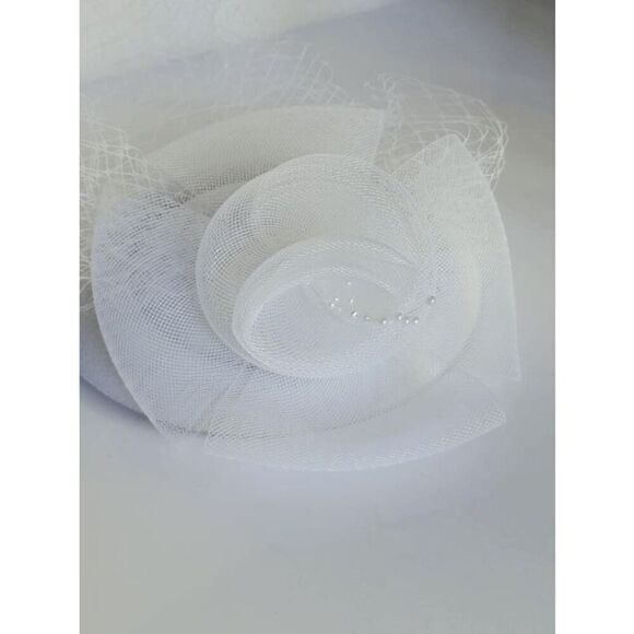 🤍 Pinup Accessory 1950s Retro Vintage Fascinator Bridal White Pillbox Veil Hat - Picture 3 of 15